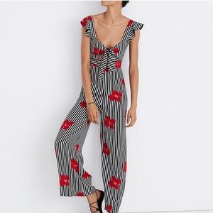 SOLD Striped floral madewell ruffle jumpsuit